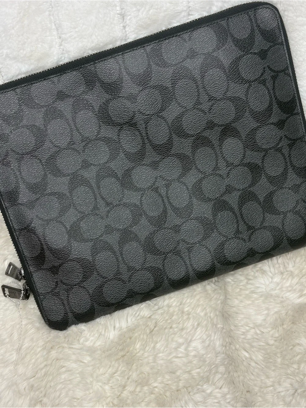 Coach Black Signature Laptop Sleeve with Embossed Logo black notebook case tech